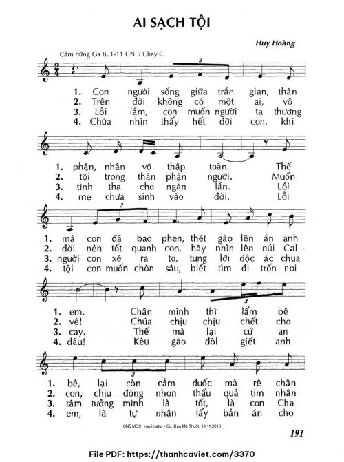 Ai sạch tội - Lm. Huy Hoàng - trang 1