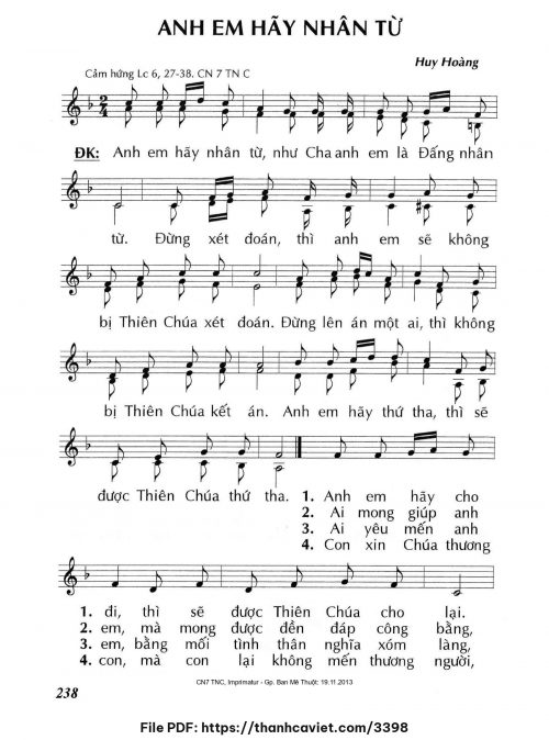 Anh em hãy nhân từ - Lm. Huy Hoàng - trang 1