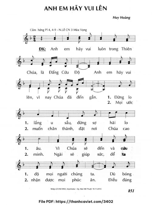 Anh em hãy vui lên - Lm. Huy Hoàng - trang 1