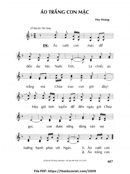Áo trắng con mặc - Lm. Huy Hoàng - trang 1
