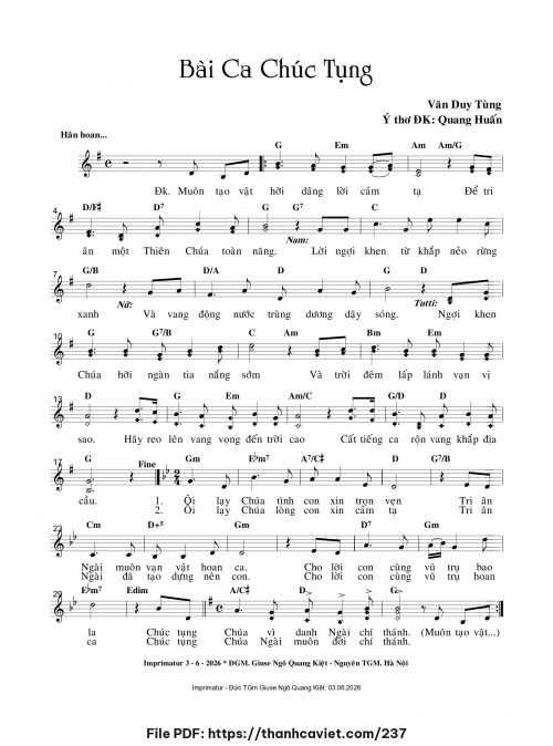 Bài ca chúc tụng - Văn Duy Tùng - trang 1