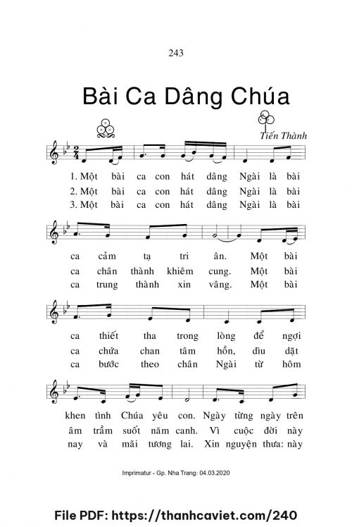 Bài ca dâng Chúa - Lm. Tiến Thành - trang 1