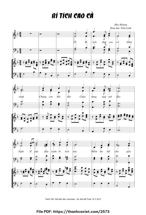 Bí tích cao cả - Lm. Huy Hoàng - Hòa âm: Tiến Linh - trang 1