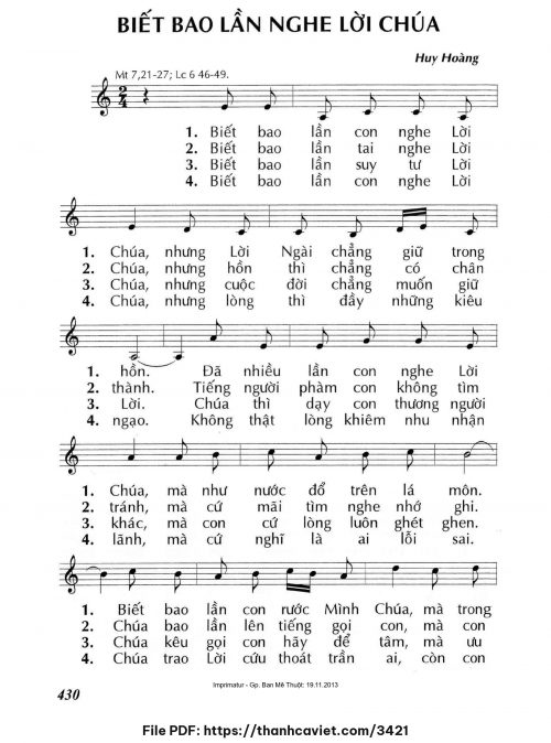 Biết bao lần nghe lời Chúa - Lm. Huy Hoàng - trang 1