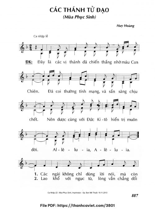 Các Thánh Tử Đạo - Lm. Huy Hoàng - trang 1