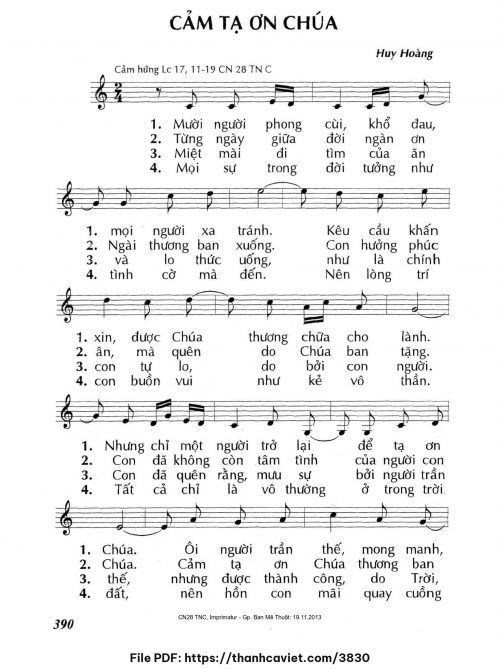 Cảm tạ ơn Chúa - Lm. Huy Hoàng - trang 1