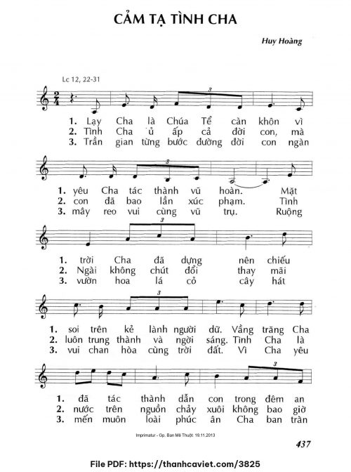 Cảm tạ tình Cha - Lm. Huy Hoàng - trang 1