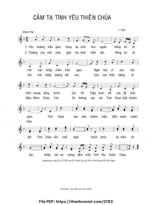 Cảm tạ tình yêu Thiên Chúa - 7 Thứ - trang 1