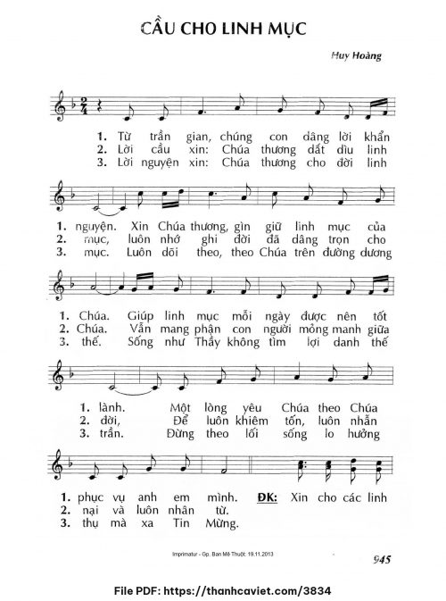 Cầu cho Linh mục - Lm. Huy Hoàng - trang 1