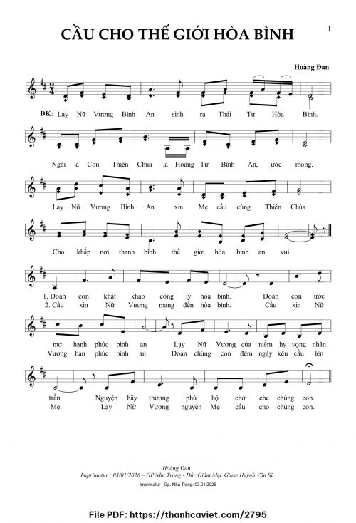 Cầu cho thế giới hòa bình - Hoàng Đan - trang 1