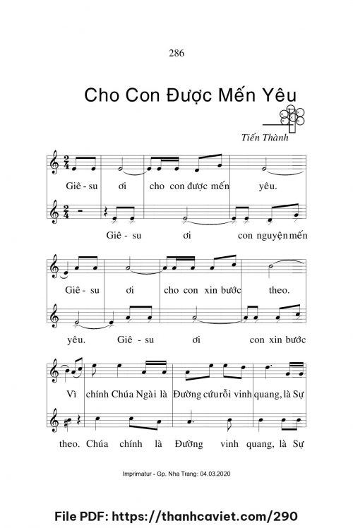 Cho con được mến yêu - Lm. Tiến Thành - trang 1