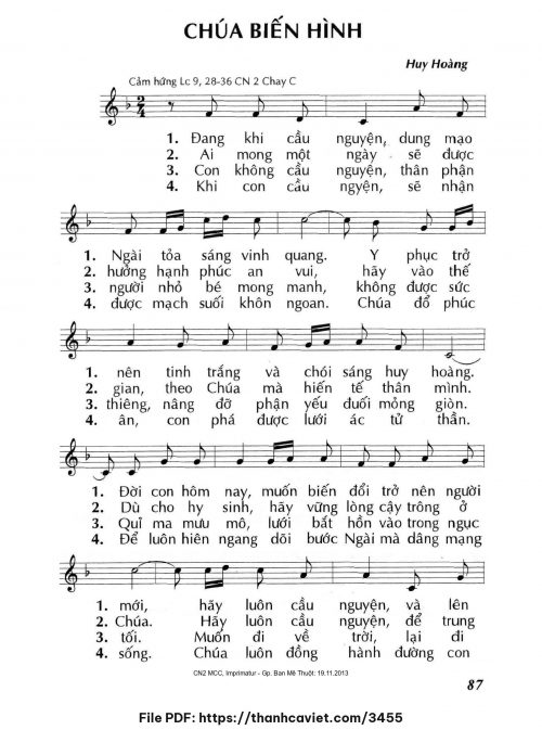 Chúa biến hình - Lm. Huy Hoàng - trang 1