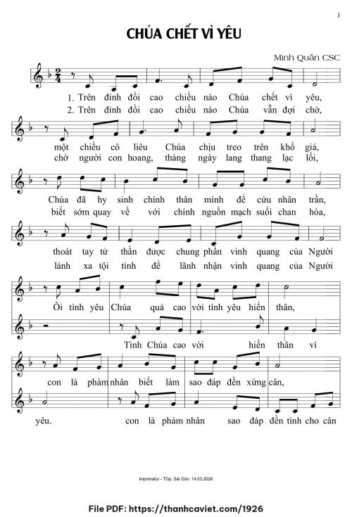Chúa chết vì yêu - Minh Quân CSC - trang 1