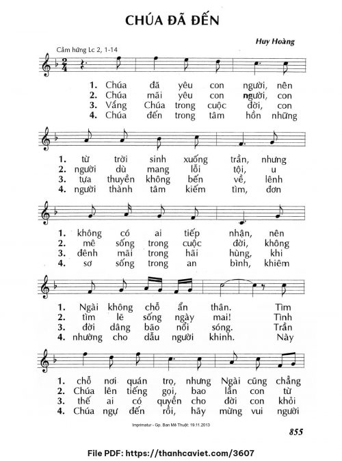 Chúa đã đến - Lm. Huy Hoàng - trang 1