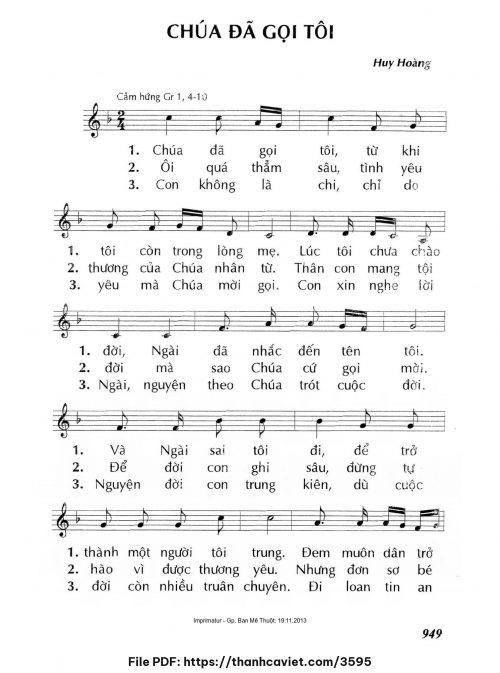 Chúa đã gọi tôi - Lm. Huy Hoàng - trang 1