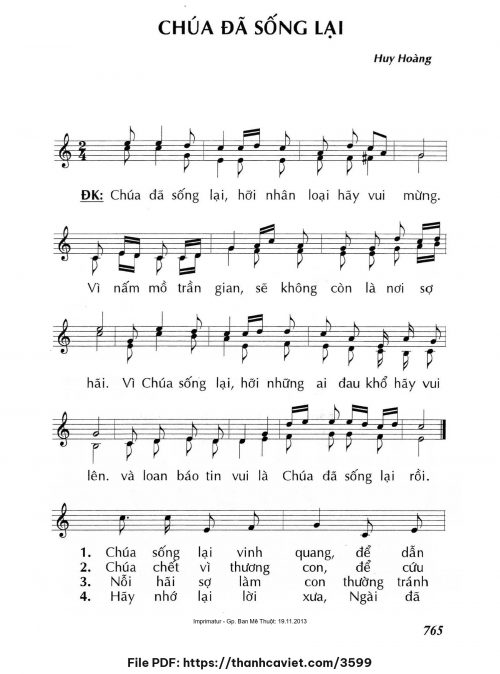 Chúa đã sống lại - Lm. Huy Hoàng - trang 1