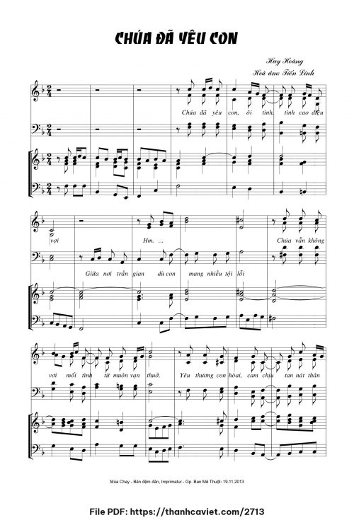 Chúa đã yêu con - Lm. Huy Hoàng - Hòa âm: Tiến Linh - trang 1