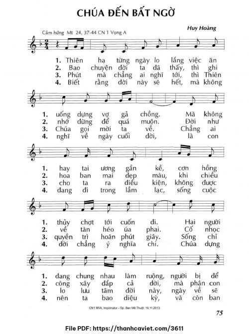 Chúa đến bất ngờ - Lm. Huy Hoàng - trang 1