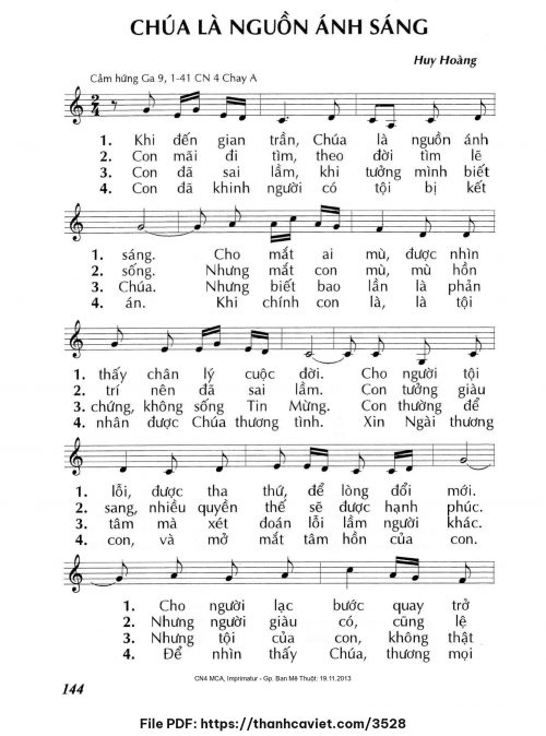 Chúa là nguồn ánh sáng - Lm. Huy Hoàng - trang 1