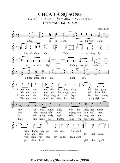 Chúa là sự sống - Ngọc Linh - trang 1