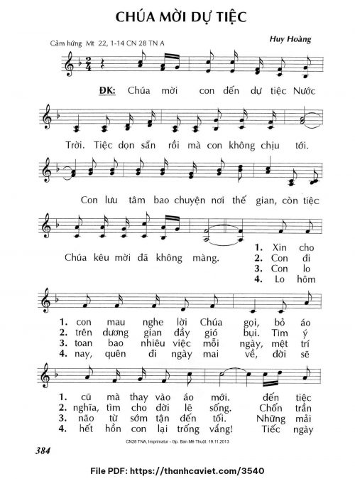 Chúa mời dự tiệc - Lm. Huy Hoàng - trang 1