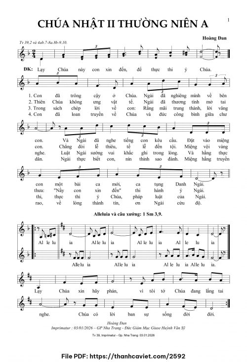 Chúa Nhật 2 Thường Niên A - Hoàng Đan - trang 1