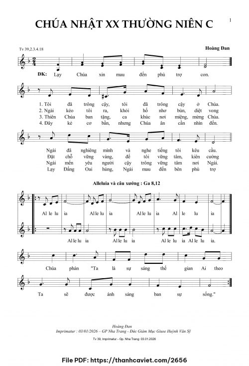 Chúa Nhật 20 Thường Niên C - Hoàng Đan - trang 1