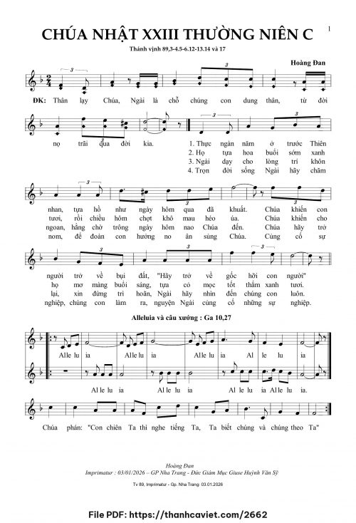 Chúa Nhật 23 Thường Niên C - Hoàng Đan - trang 1