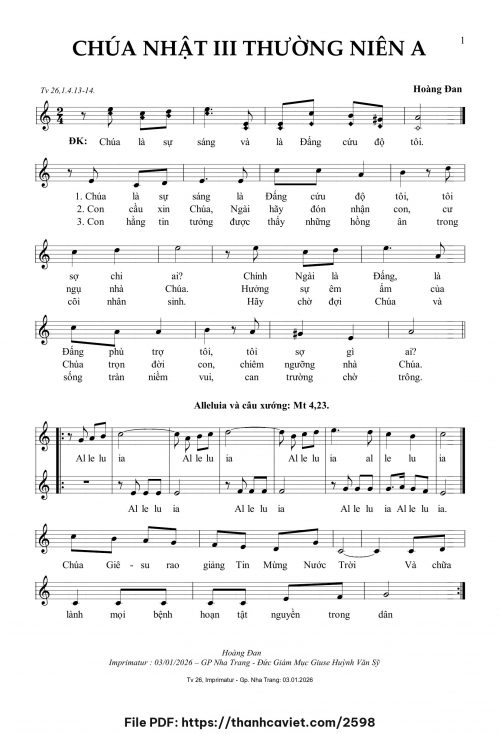 Chúa Nhật 3 Thường Niên A - Hoàng Đan - trang 1