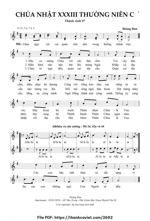 Chúa Nhật 33 Thường Niên C - Hoàng Đan - trang 1