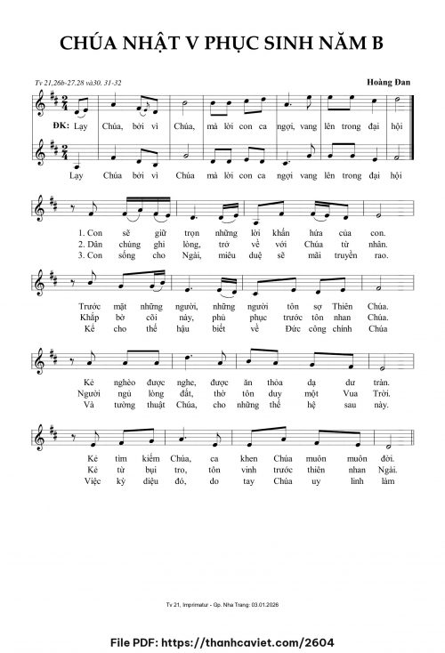 Chúa Nhật 5 Phục Sinh năm B - Hoàng Đan - trang 1