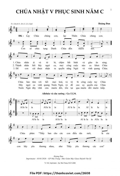 Chúa Nhật 5 Phục Sinh năm C - Hoàng Đan - trang 1