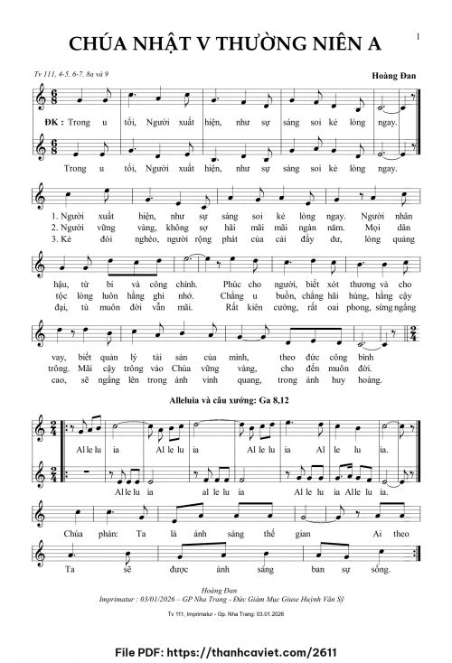 Chúa Nhật 5 Thường Niên A - Hoàng Đan - trang 1