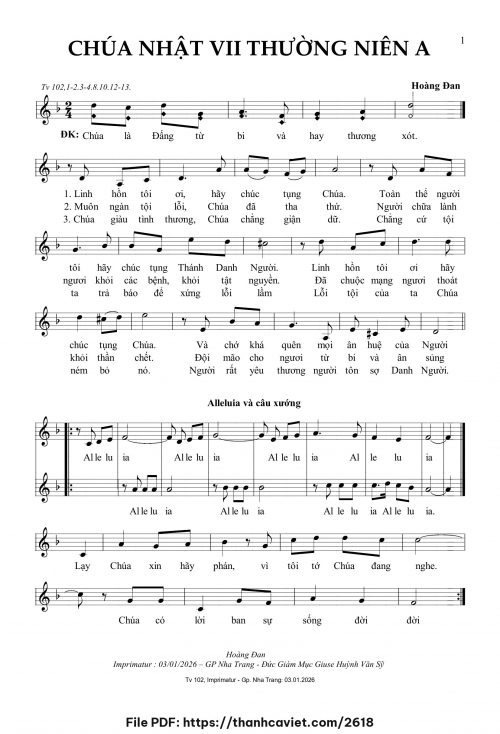 Chúa Nhật 7 Thường Niên A - Hoàng Đan - trang 1