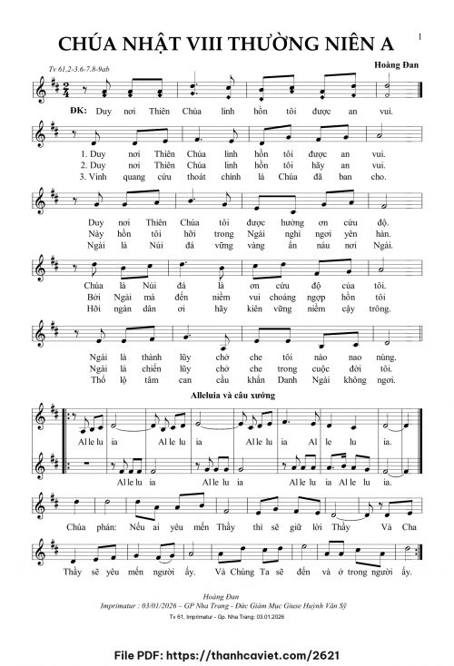 Chúa Nhật 8 Thường Niên A - Hoàng Đan - trang 1