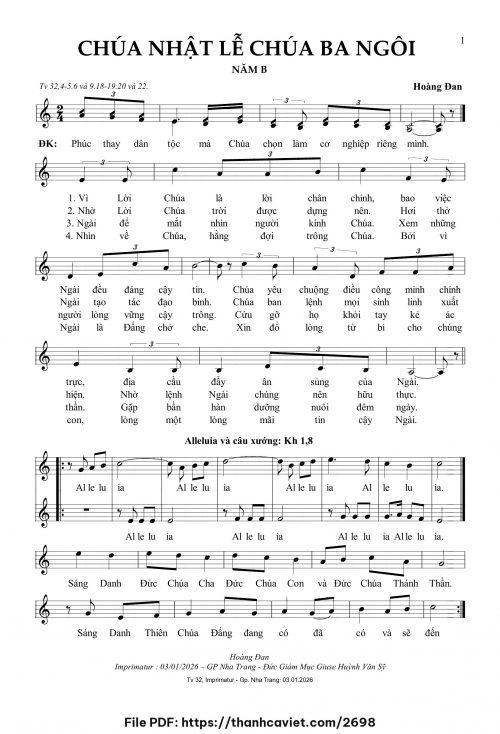 Chúa Nhật Lễ Chúa Ba Ngôi năm B - Hoàng Đan - trang 1