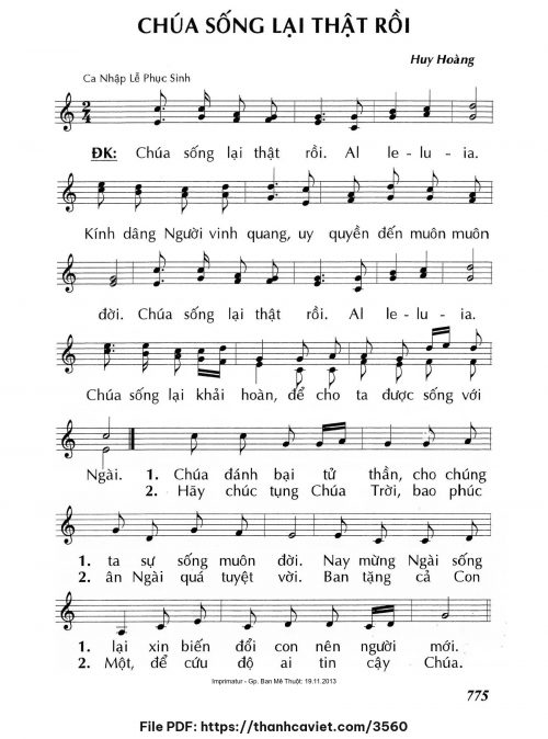 Chúa sống lại thật rồi - Lm. Huy Hoàng - trang 1