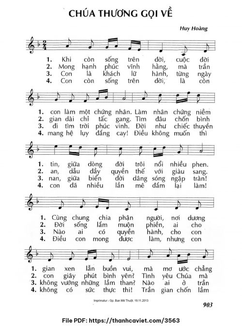 Chúa thương gọi về - Lm. Huy Hoàng - trang 1