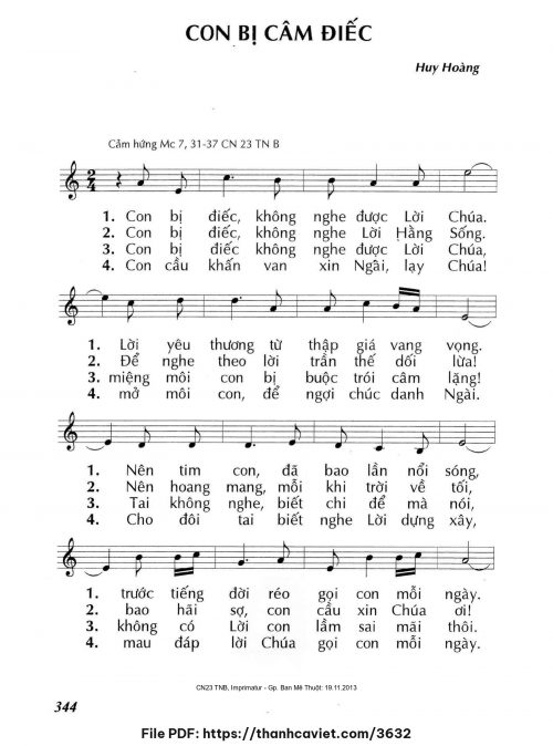 Con bị câm điếc - Lm. Huy Hoàng - trang 1