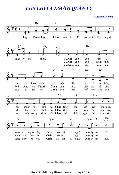 Con chỉ là người quản lý - Augustino Trí Dũng - trang 1