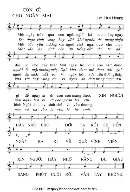 Còn gì cho ngày mai - Lm. Huy Hoàng - trang 1