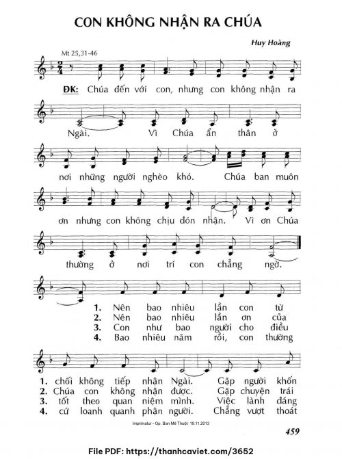 Con không nhận ra Chúa - Lm. Huy Hoàng - trang 1