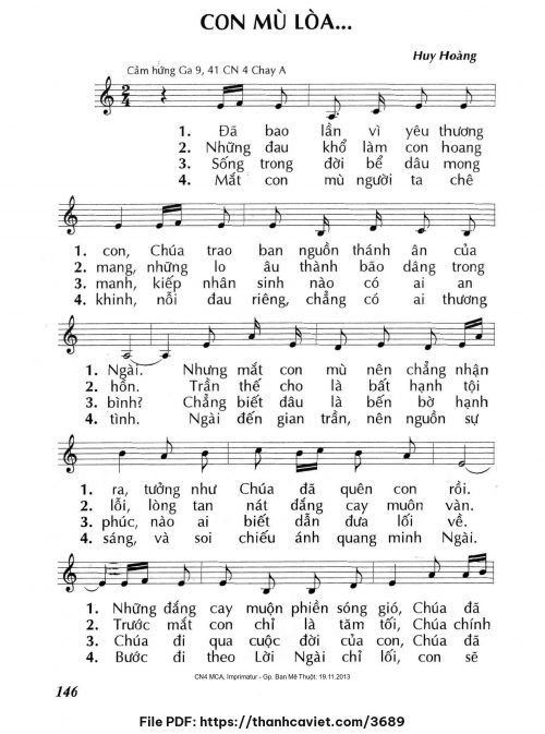 Con mù lòa - Lm. Huy Hoàng - trang 1