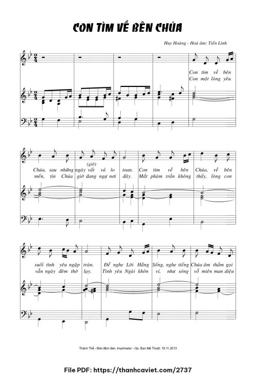 Con tìm về bên Chúa - Lm. Huy Hoàng - Hòa âm: Tiến Linh - trang 1
