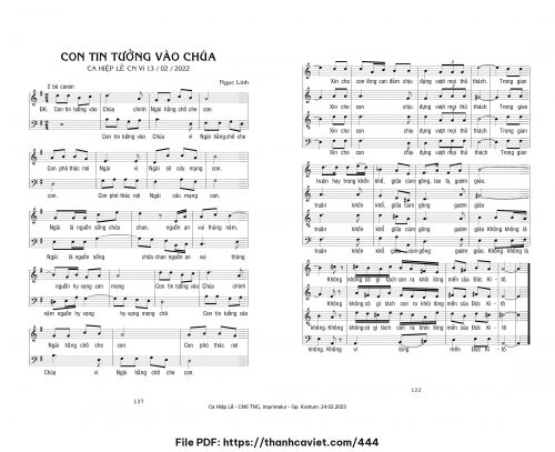 Con tin tưởng vào Chúa [2 bè canon] - Ngọc Linh - trang 1