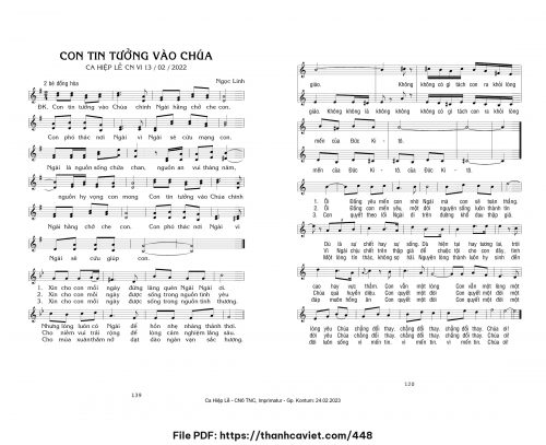 Con tin tưởng vào Chúa [2 bè đồng hòa] - Ngọc Linh - trang 1