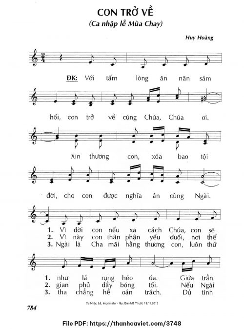 Con trở về - Lm. Huy Hoàng - trang 1