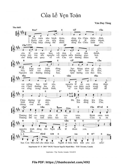 Của lễ vẹn toàn - Văn Duy Tùng - trang 1