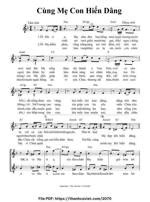 Cùng Mẹ con hiến dâng - Sr. Đặng Anh - trang 1