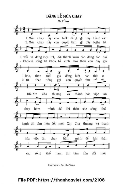 Dâng lễ mùa chay - Lm. Mi Trầm - trang 1